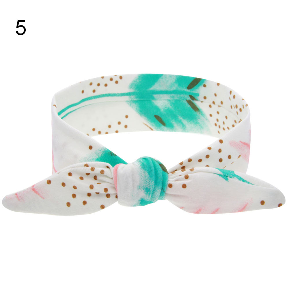 Baby Toddler Girl Cute Arrow Rabbit Ear Elastic Cloth Bowknot Headband Hair Band