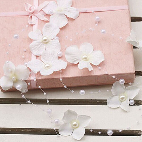 Women Bendable Faux Pearl Flower Wedding Party Bridal Headband Tiara Headwear