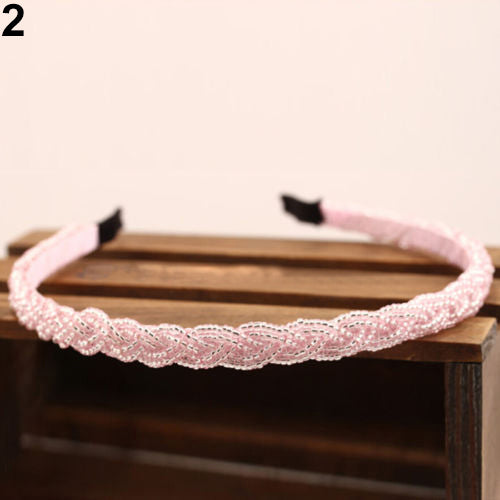Women Fashion Beads Rhinestone Head Chain Headband Head Piece Hair Band