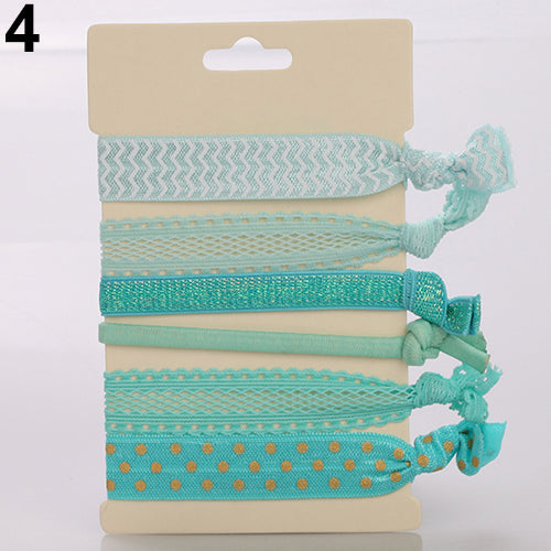 6Pcs Elegant Colorful Hair Ties Ponytail Bracelets Hairband Rope Hair Band Accessories