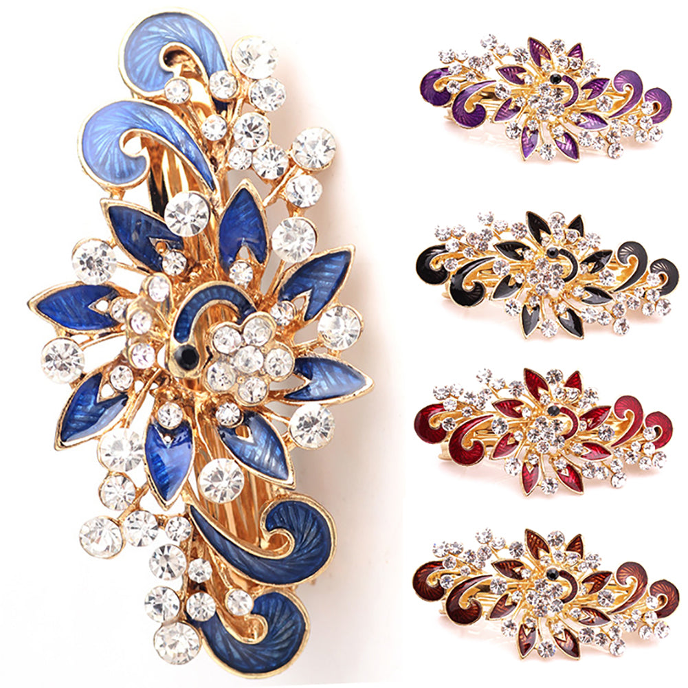 Women Fashion Peacock Rhinestone Hair Pins Hairpins Clip Hairpin Hair Accessories
