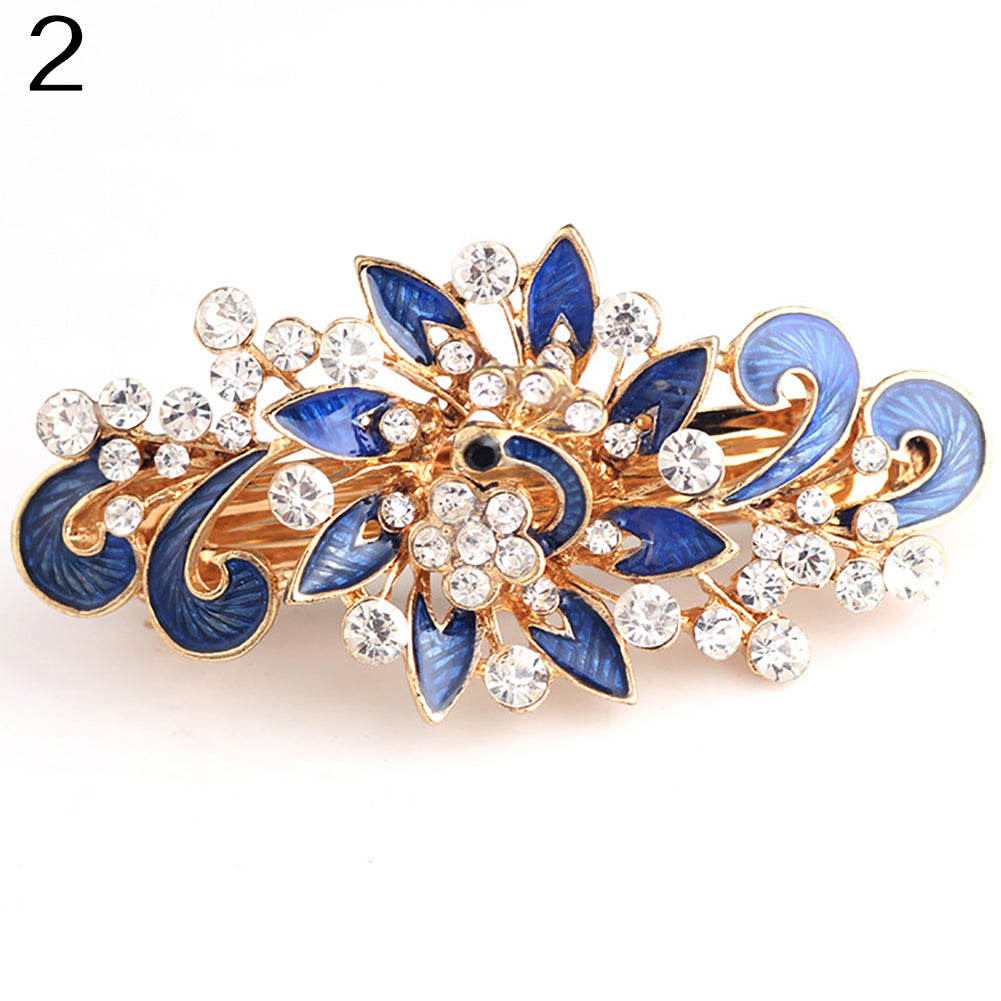 Women Fashion Peacock Rhinestone Hair Pins Hairpins Clip Hairpin Hair Accessories