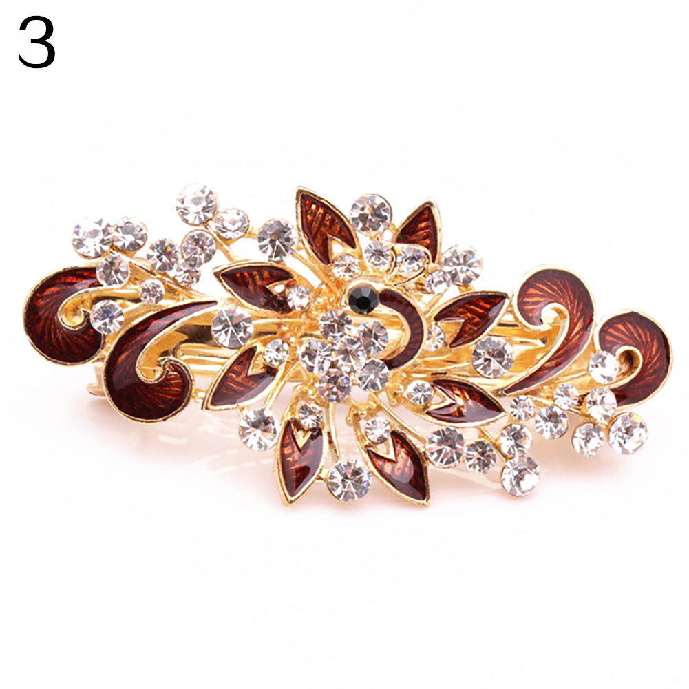 Women Fashion Peacock Rhinestone Hair Pins Hairpins Clip Hairpin Hair Accessories