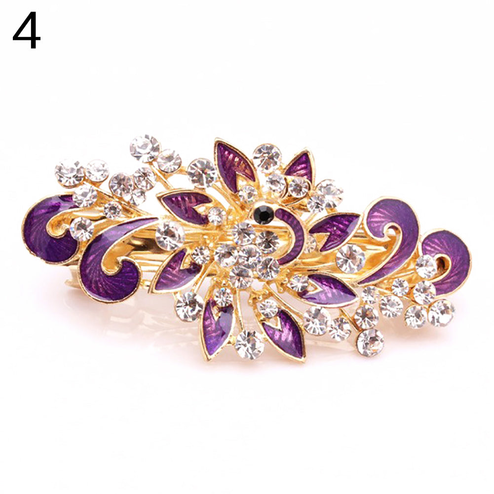 Women Fashion Peacock Rhinestone Hair Pins Hairpins Clip Hairpin Hair Accessories