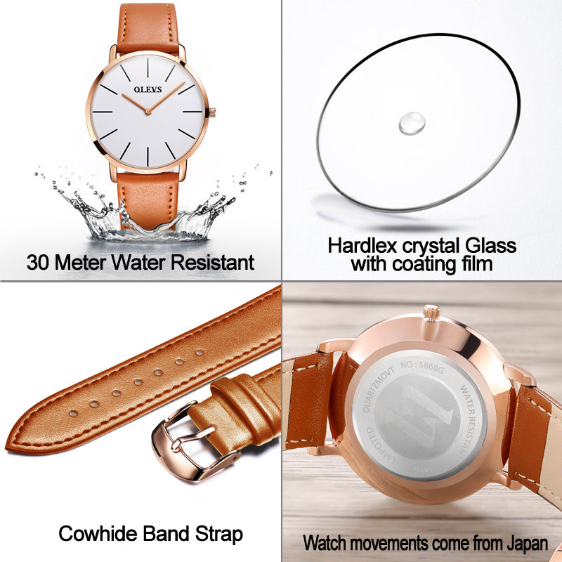 OLEVS Ultra-thin waterproof watch men's quartz watch fashion trend student Korean mesh belt men's watch