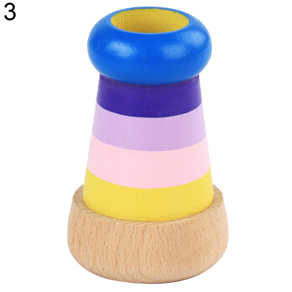 Rainbow Magical Wooden Mini Kaleidoscope Effect Polygon Prism Children Toy