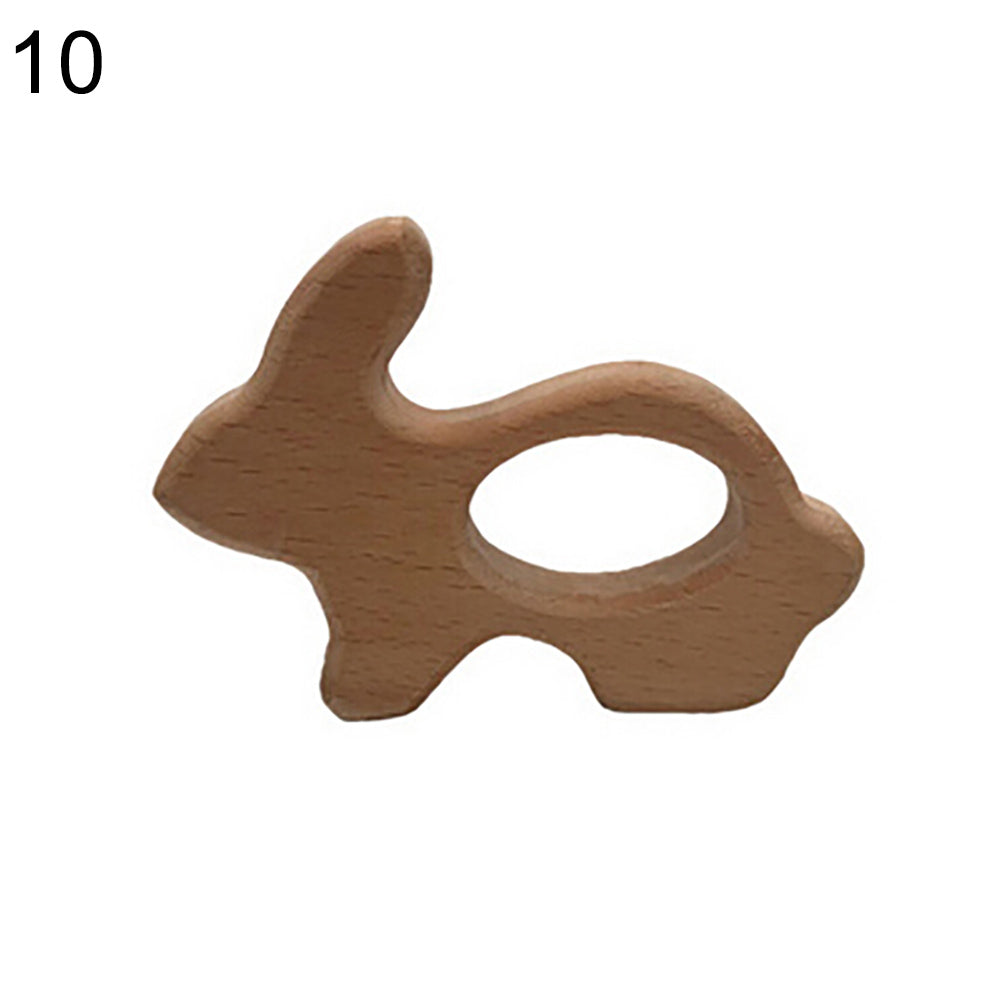 Baby Infant Wooden Cartoon Frog Elephant Rabbit Sun Teether Toddler Chewing Toy