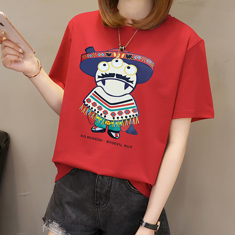 Cotton new summer Slim white wild lovers wear students loose Korean t-shirt female