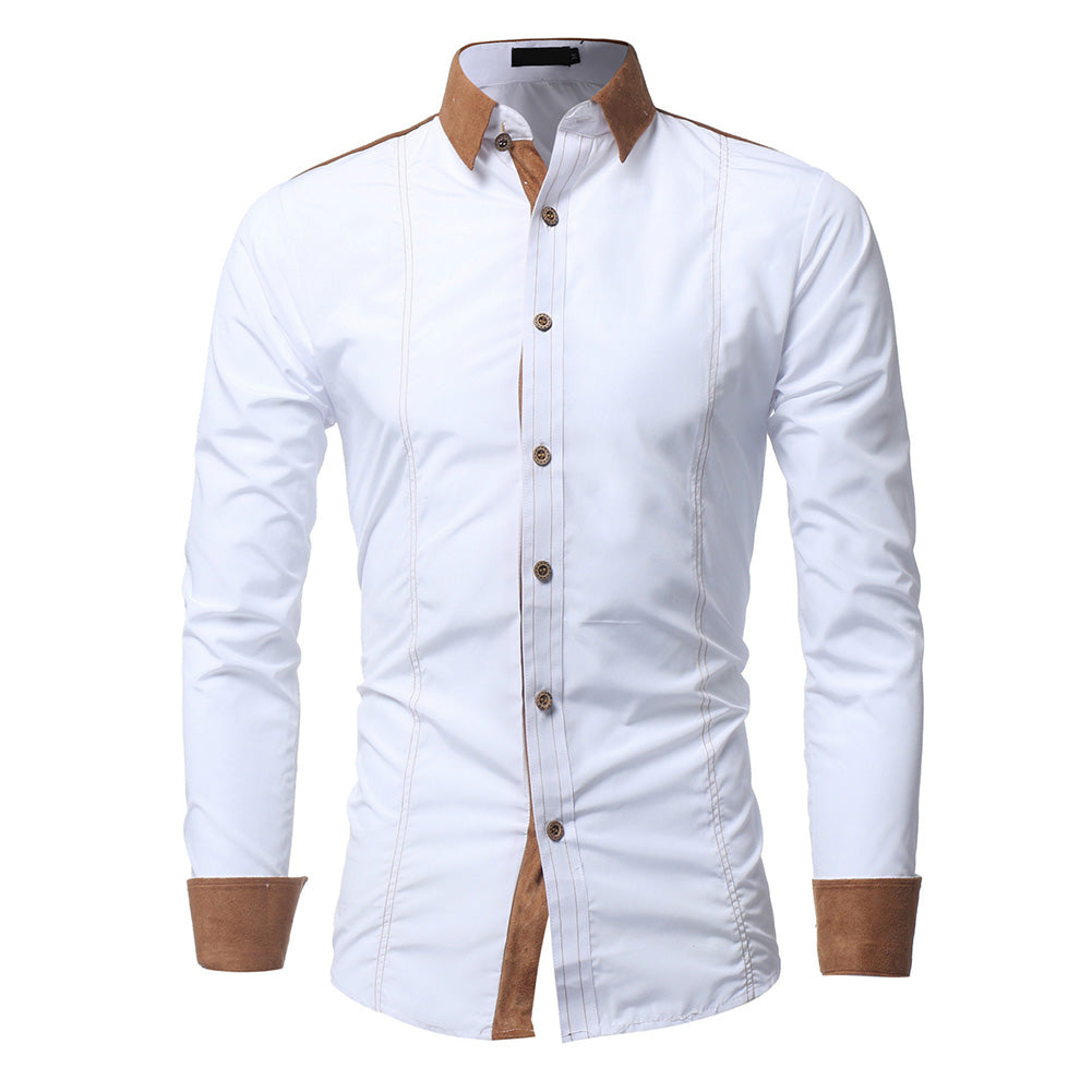 Men's Fashion Cotton Blend Turn-Down Collar Assorted Color Long Sleeve Shirts
