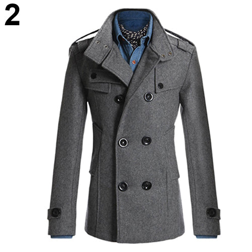 Men's Fashion Slim Long Trench Coat Windbreaker Lapel Button Jacket Outwear