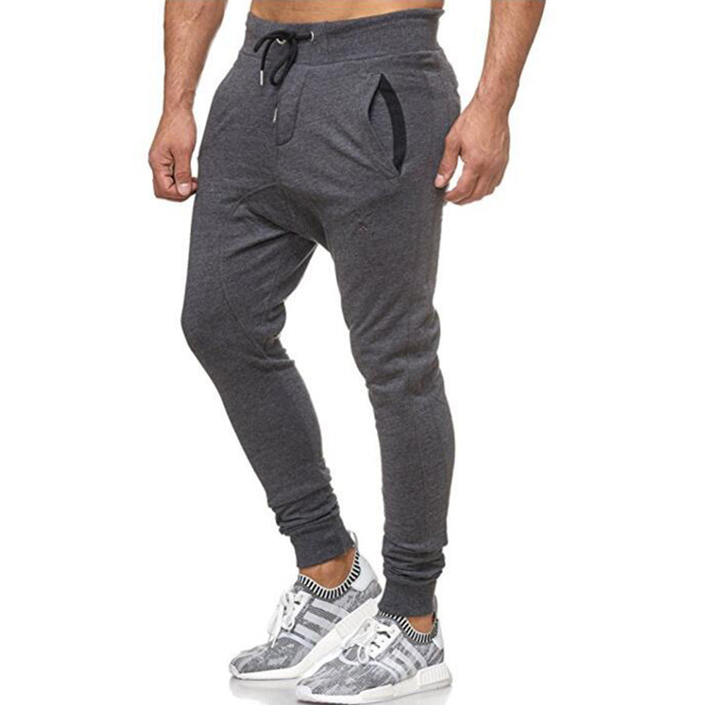 Leisure Sports Drawstring Long Pants Men Jogging Gym Loose Trousers Sweatpants