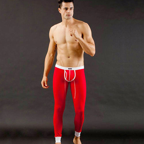 Men's Fashion Sexy U Convex Pouch Skinny Long Pants Thermal Underwear Leggings