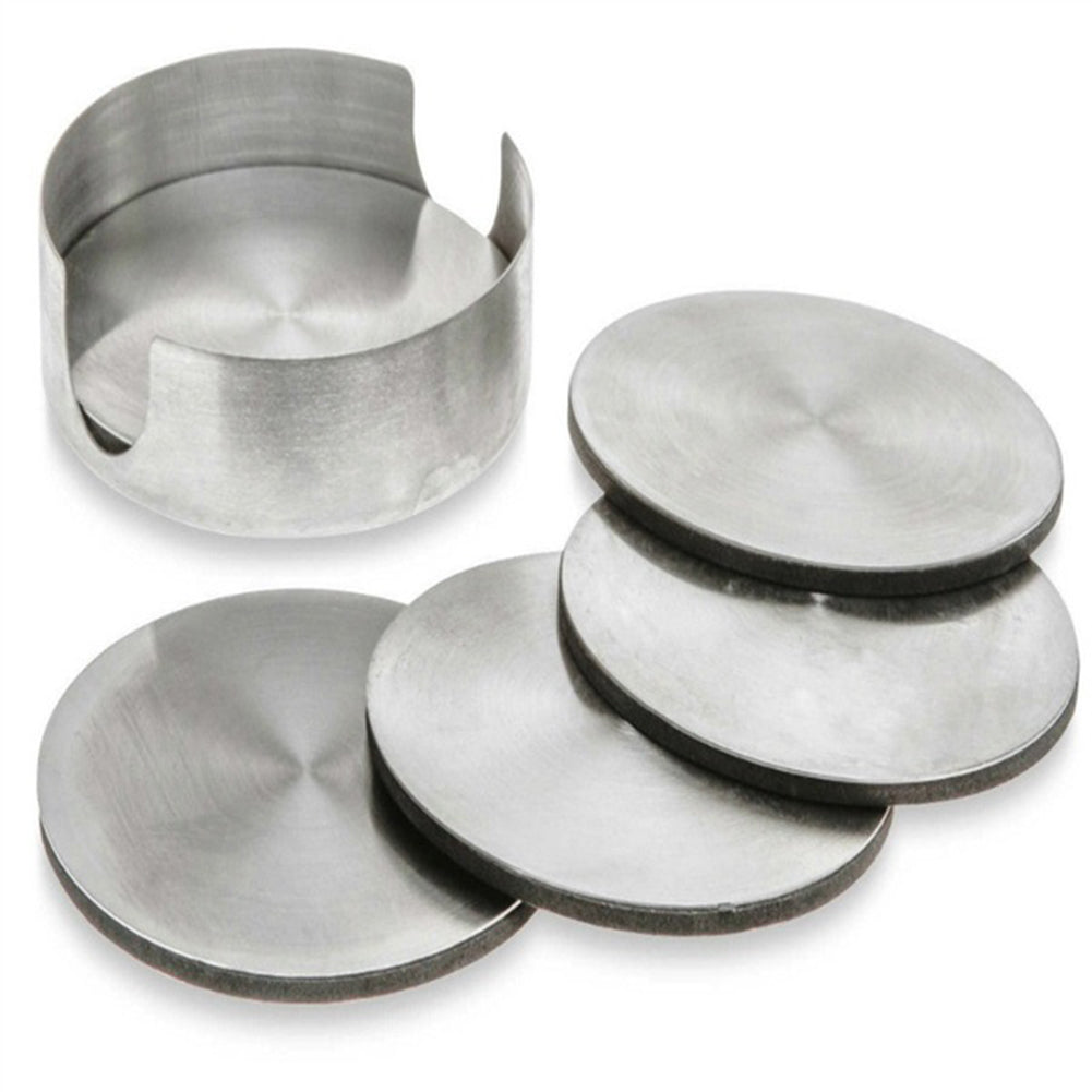 6Pcs/Set Stainless Steel Round Heat Insulation Coaster Mug Cup Pad Table Mat
