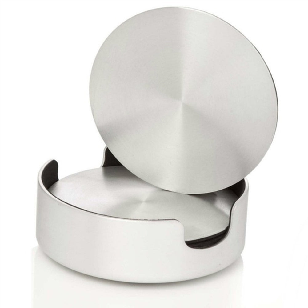 6Pcs/Set Stainless Steel Round Heat Insulation Coaster Mug Cup Pad Table Mat