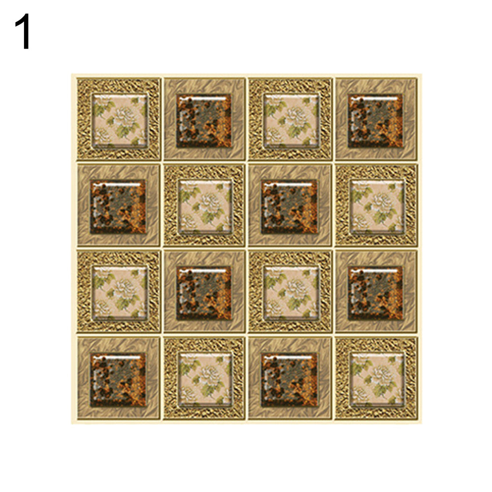 3D Effect Tile Wall Sticker Kitchen Bathroom Anti-collision DIY Decal Decoration