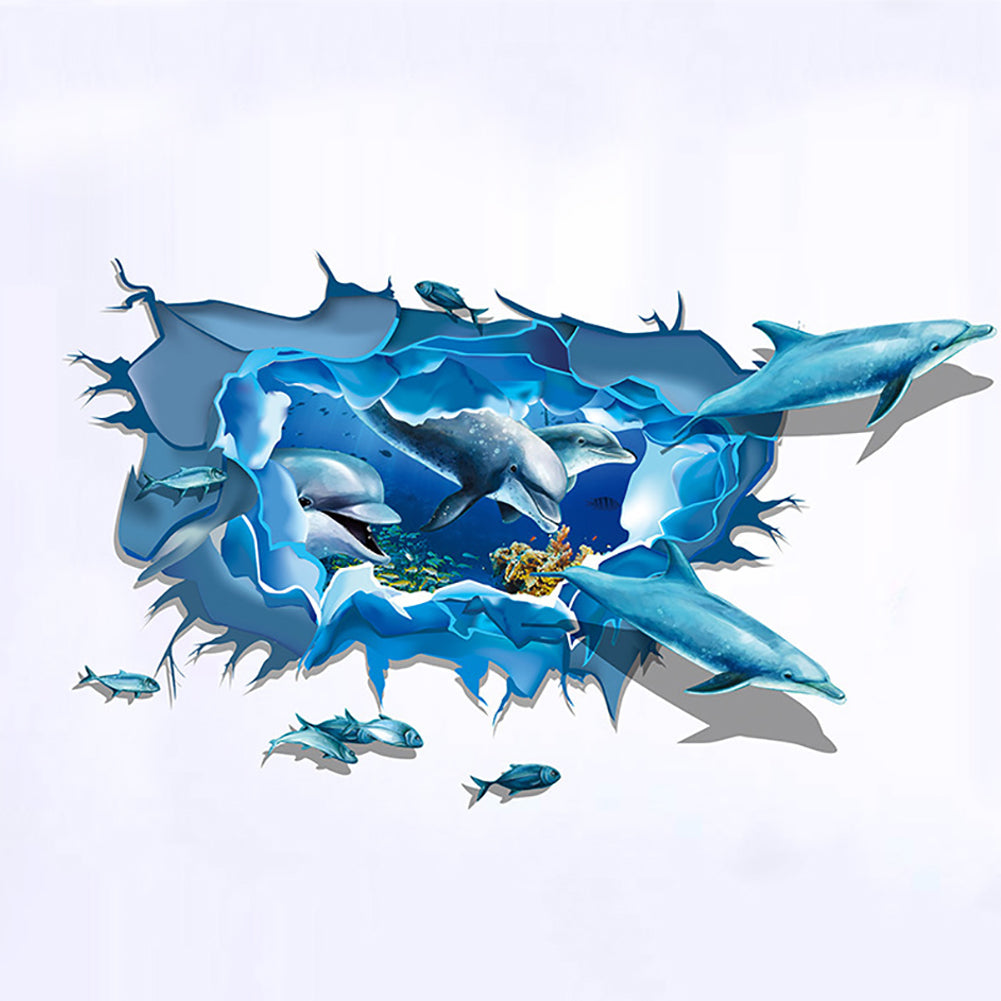 3D Dolphins Removable Wall Sticker Decal Home Living Room Bedroom Wall Decor