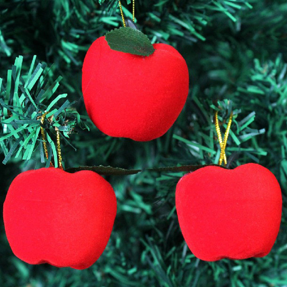 12Pcs Christmas Apple Hanging Ornaments Xmas Tree Window Showcase Party Decor