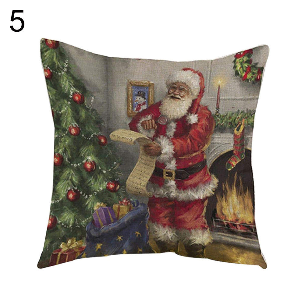 Christmas Santa Claus Elk Bear Pillow Case Cushion Cover Sofa Car Office Decor
