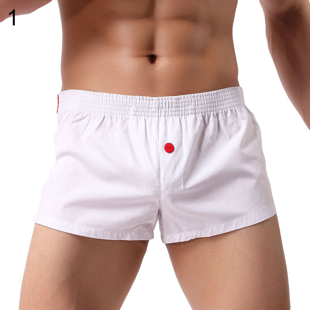 Solid Color Men's Low Waist U Convex Boxer Briefs Button Underwear Underpants