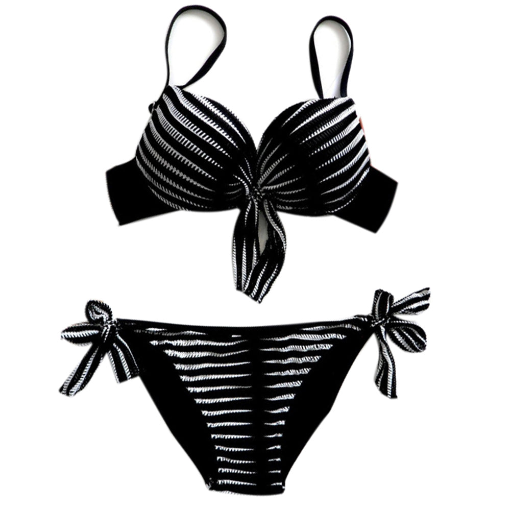 Striped Bandage Summer Bikini Set Women Two-piece Swimsuit Swimwear Bathing Suit