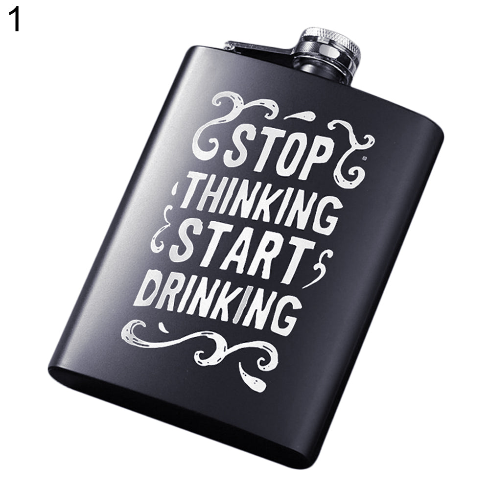 8oz Men Funny Letter Print Stainless Steel Hip Flask Whiskey Alcohol Container