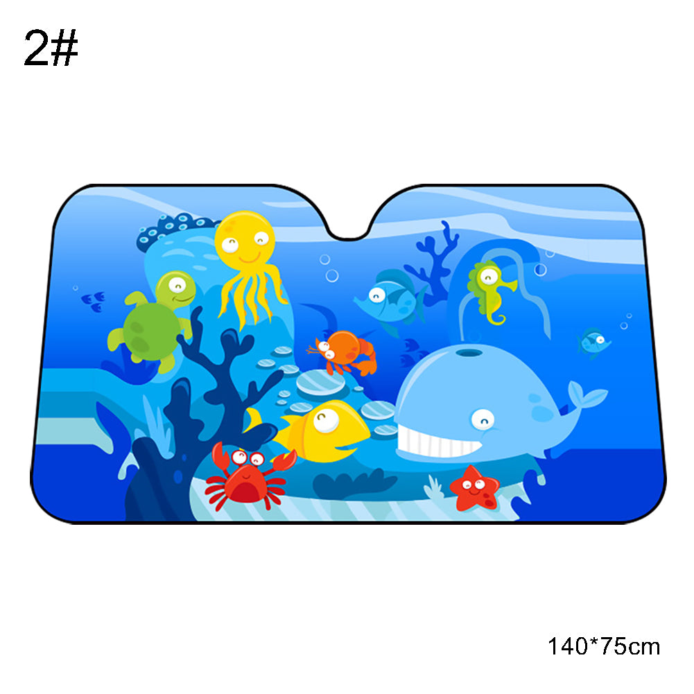 Cute Cartoon Sea Animal Summer Car Front Windshield Sun Shade Anti-UV Cover