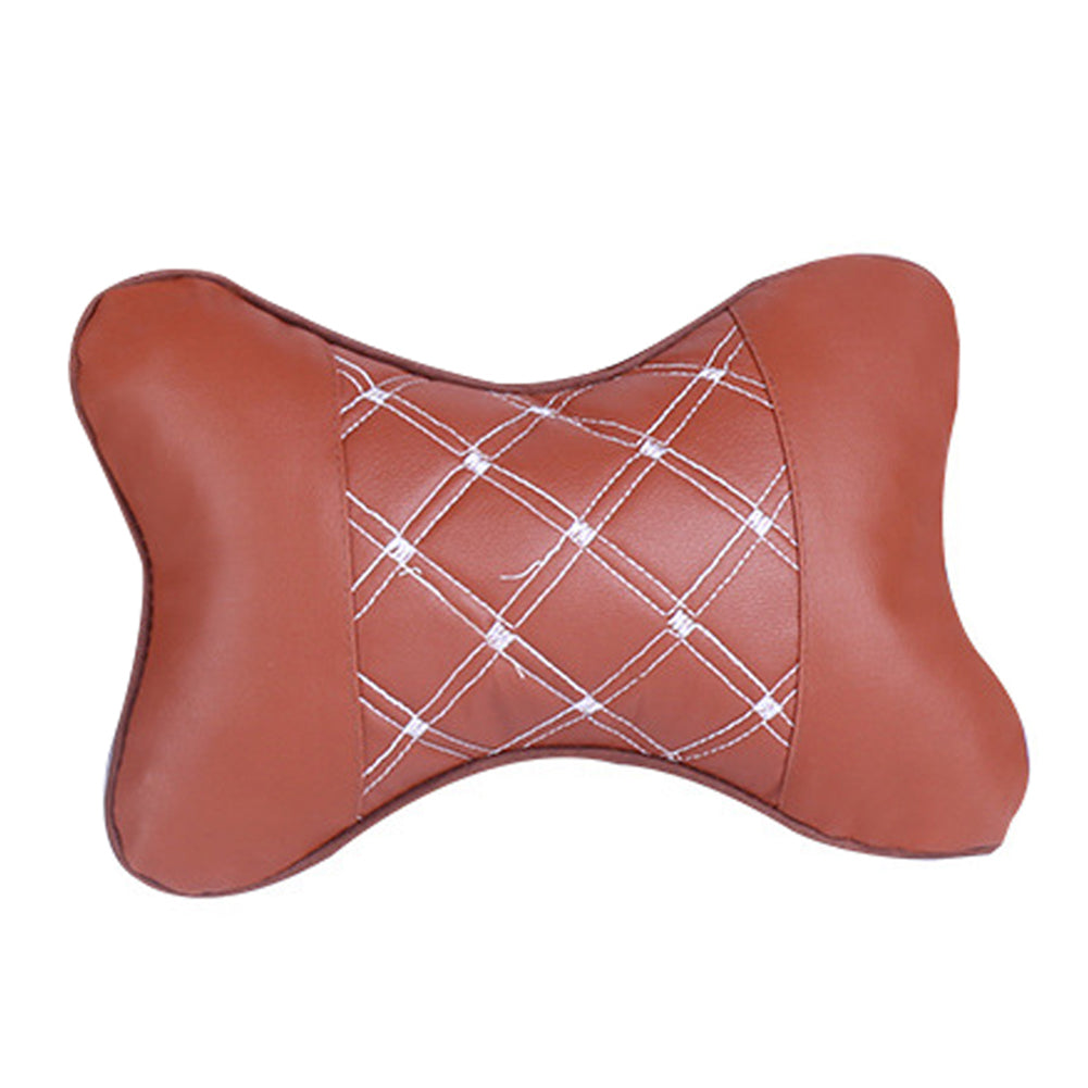 Car Seat Headrest Neck Head Support Faux Leather PP Cotton Soft Pillow Cushion