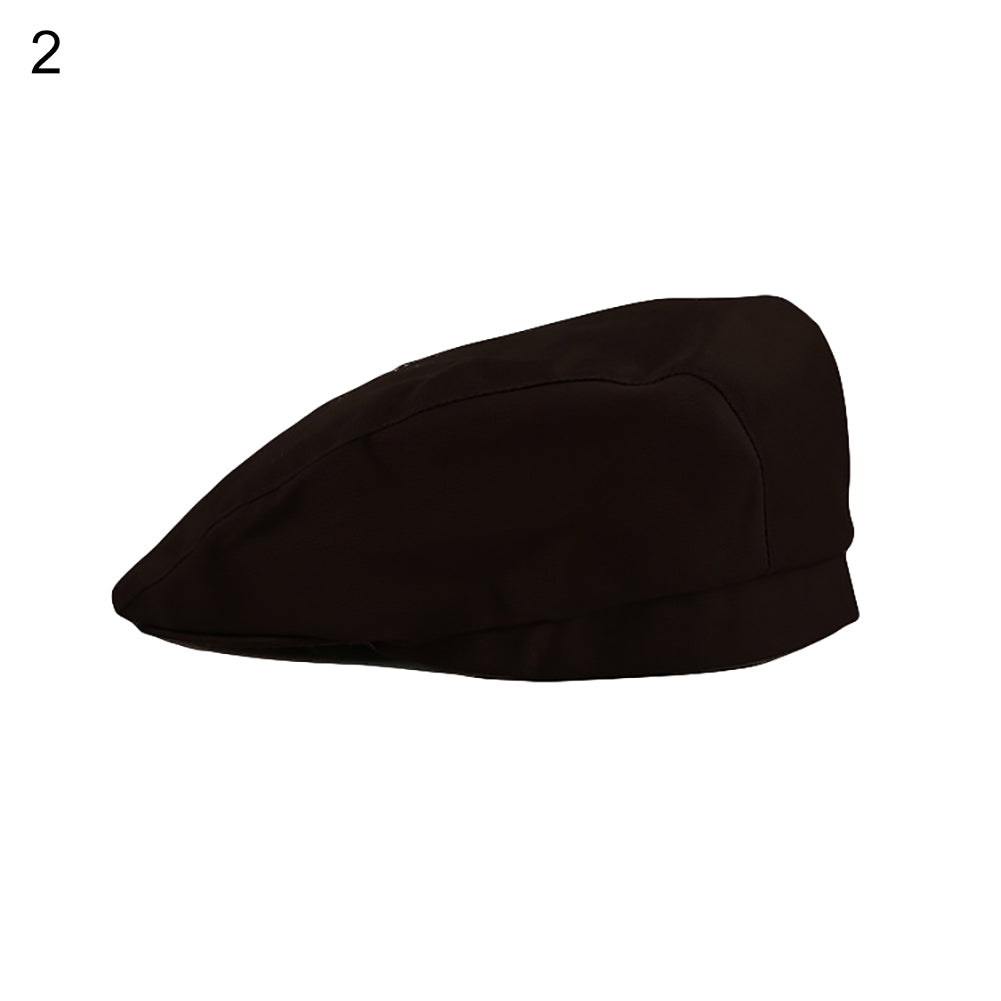 Striped Grid Print Cap Professional Kitchen Catering Waiter Cook Chef Hat