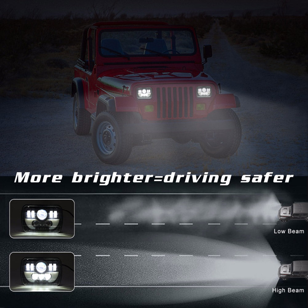 300W Car Truck Off-Road LED Headlight Square Projector Working DRL Driving Lamp