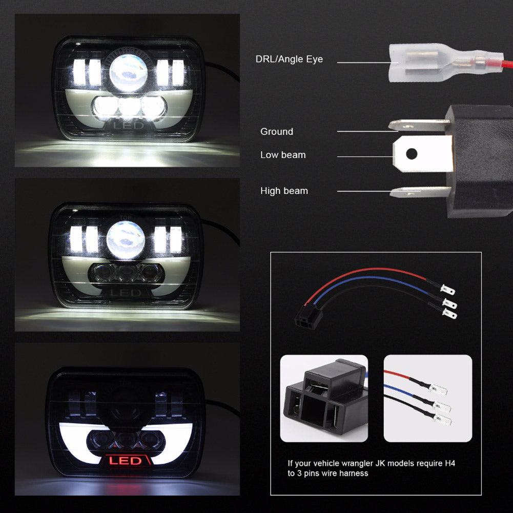 300W Car Truck Off-Road LED Headlight Square Projector Working DRL Driving Lamp