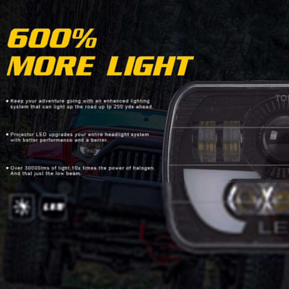 300W Car Truck Off-Road LED Headlight Square Projector Working DRL Driving Lamp