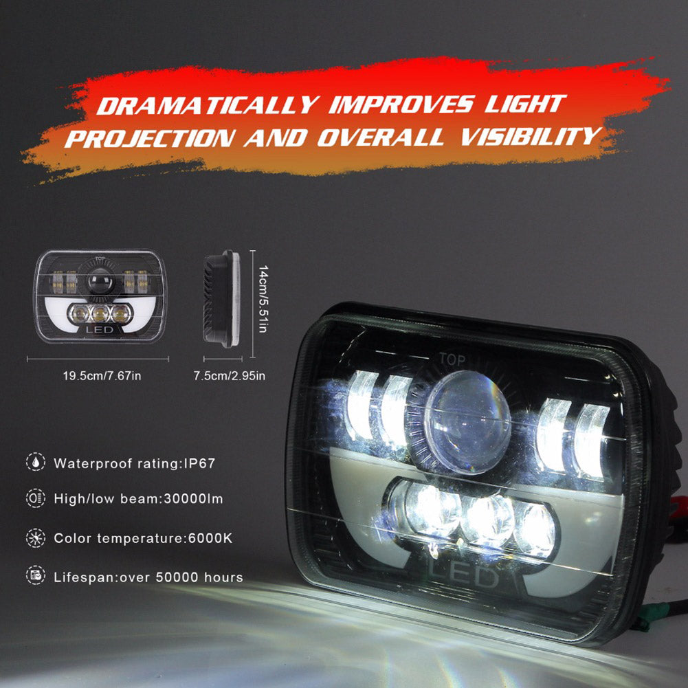 300W Car Truck Off-Road LED Headlight Square Projector Working DRL Driving Lamp