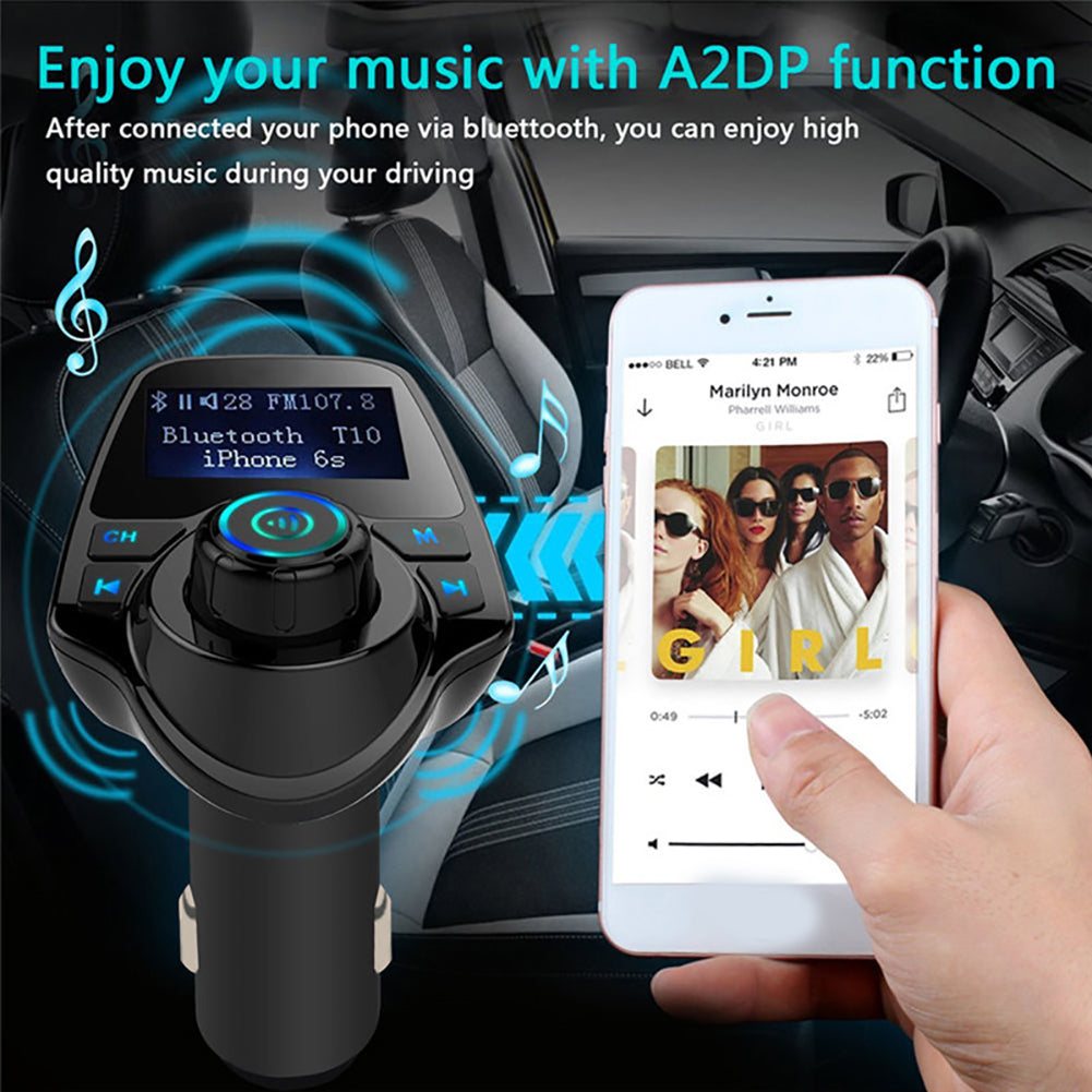 T11 Car LCD Bluetooth MP3 Player FM Transmitter Hands-free Dual USB Charger