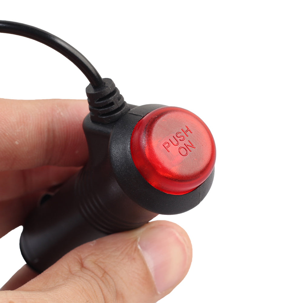 Car Motorcycle Cigarette Lighter Power Supply Adapter Plug Cable Switch Button