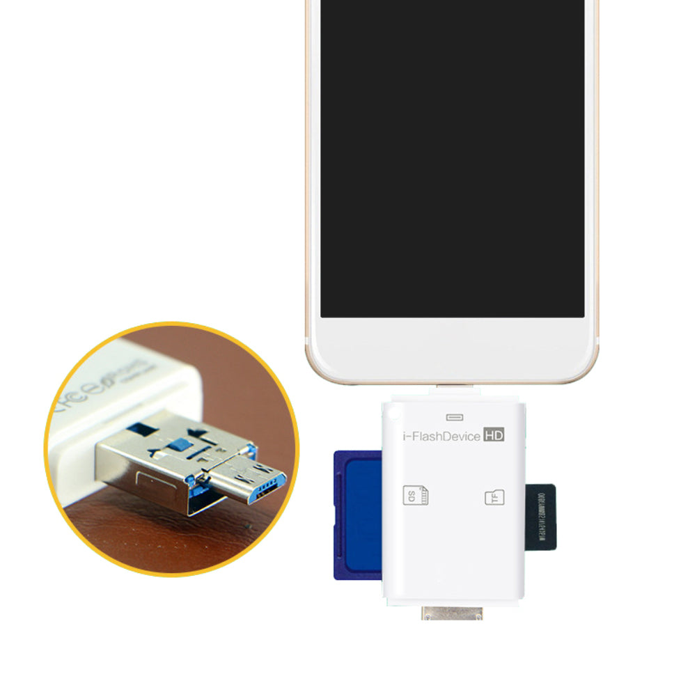 Universal 3 in 1 TF SD Card Reader USB External Adapter for iPhone PC Micro USB