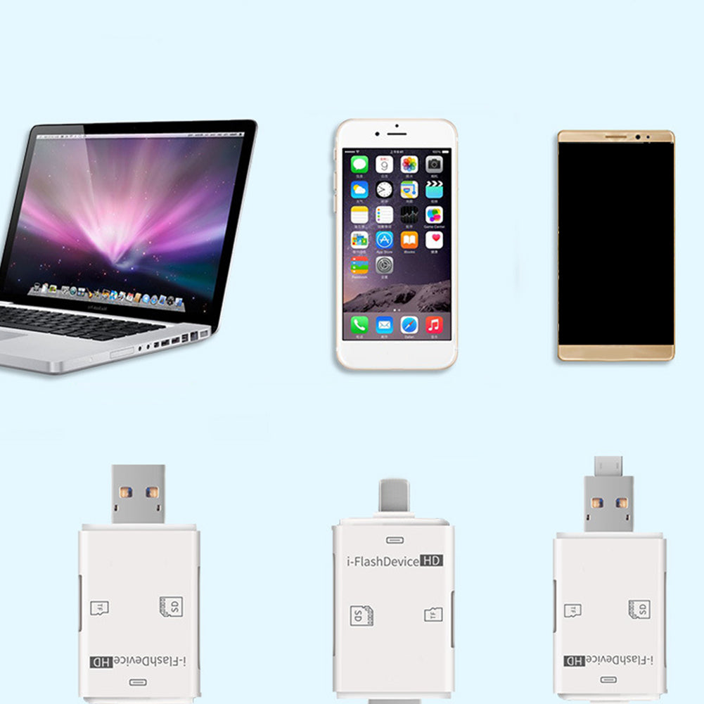 Universal 3 in 1 TF SD Card Reader USB External Adapter for iPhone PC Micro USB