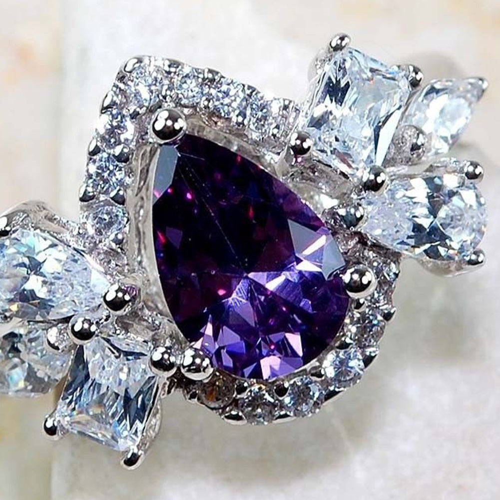 Women Fashion Rhinestone Inlaid Butterfly Shape Band Finger Ring Jewelry Gift