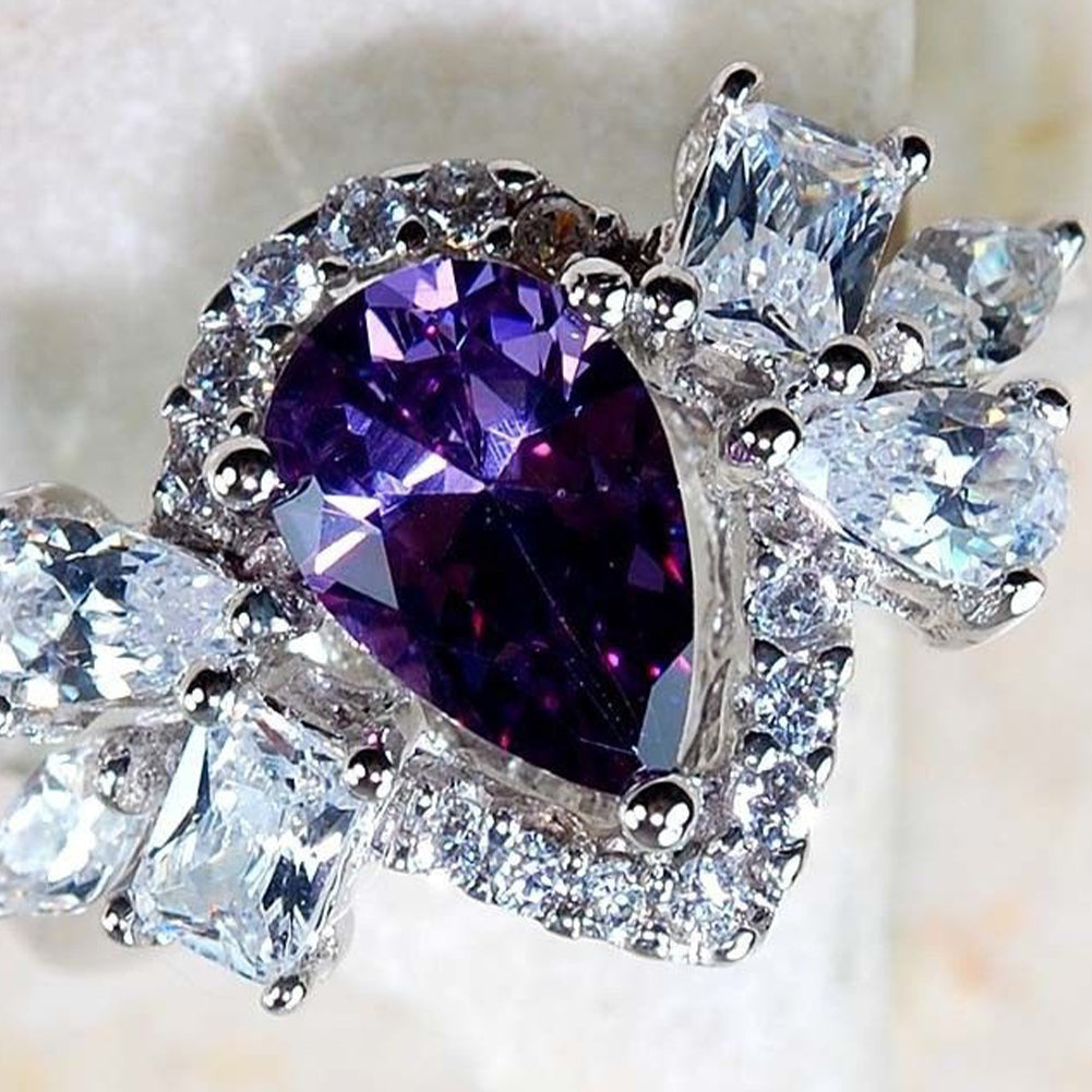 Women Fashion Rhinestone Inlaid Butterfly Shape Band Finger Ring Jewelry Gift