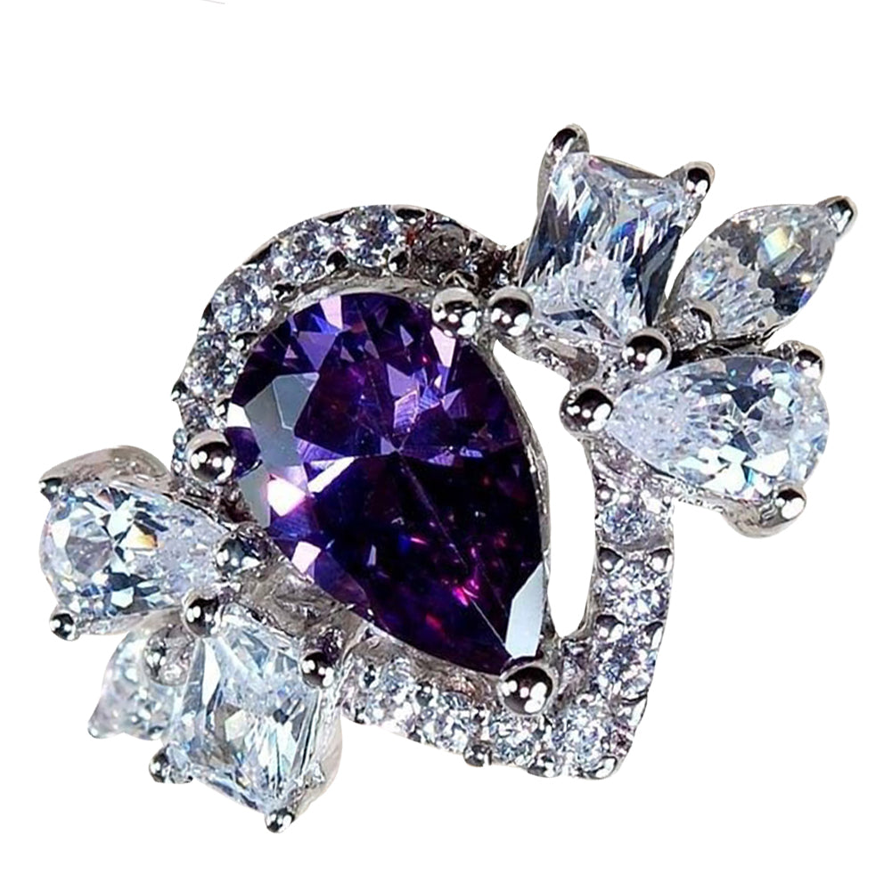 Women Fashion Rhinestone Inlaid Butterfly Shape Band Finger Ring Jewelry Gift