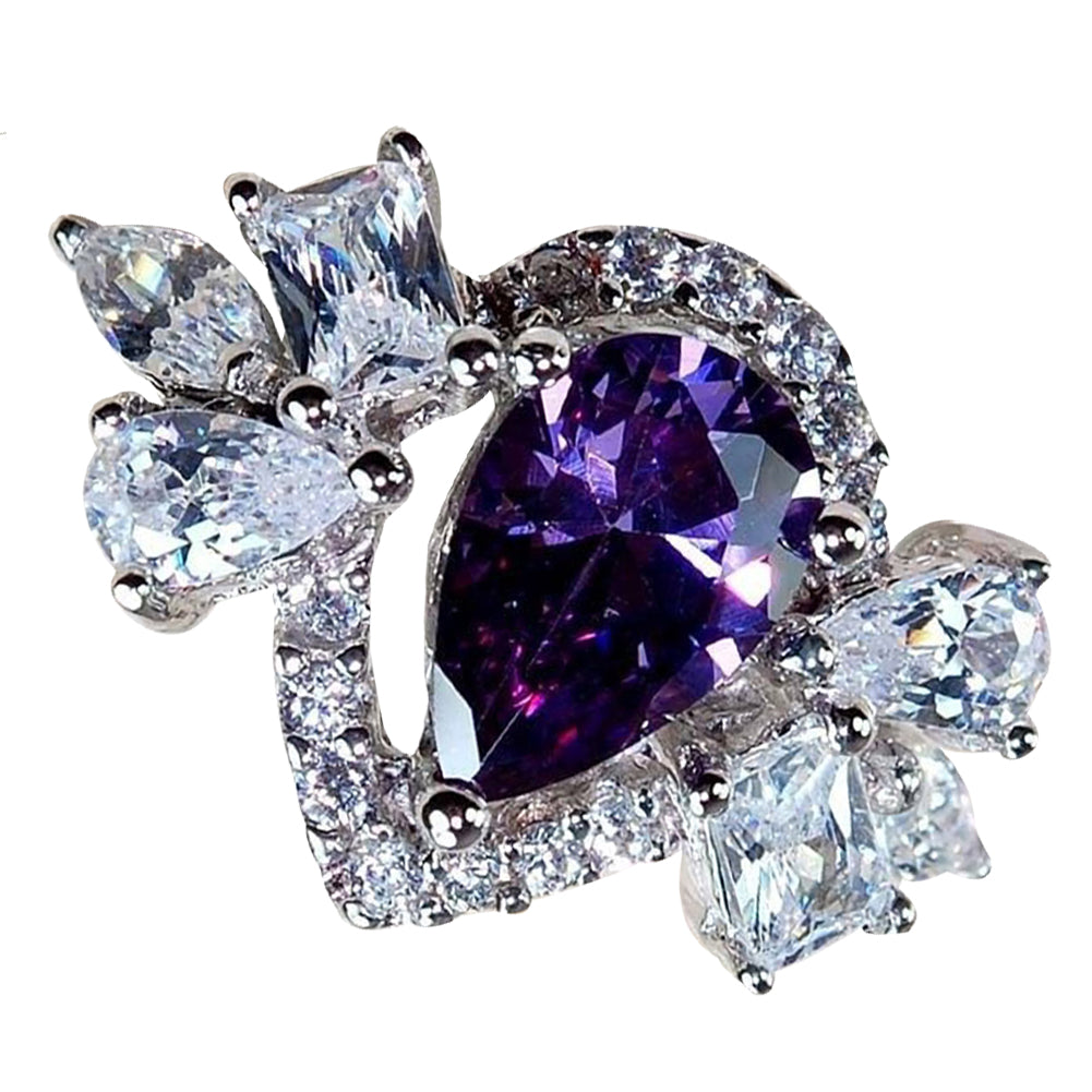 Women Fashion Rhinestone Inlaid Butterfly Shape Band Finger Ring Jewelry Gift