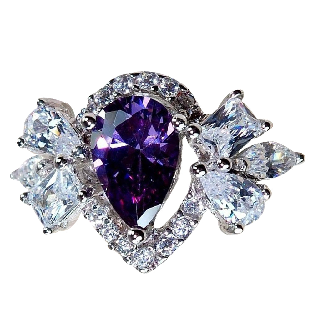 Women Fashion Rhinestone Inlaid Butterfly Shape Band Finger Ring Jewelry Gift