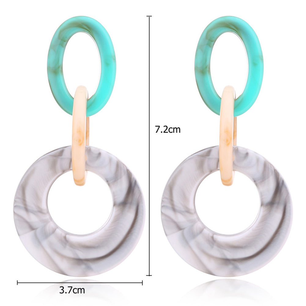 Vintage Big Hoop Acrylic Dangle Ear Drop Earrings Woman Charm Party Jewelry Gift