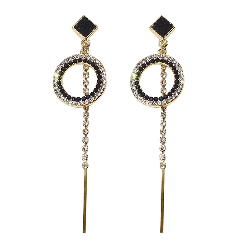 Fashion Hollow Circle Long Dangle Pendant Rhinestone Drop Earrings Jewelry Gift