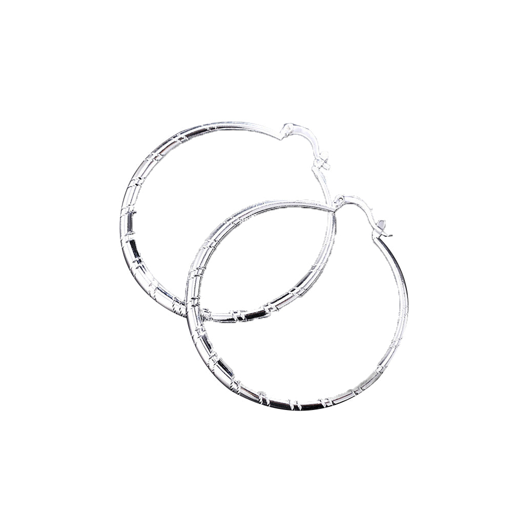 Fashion Women Line Pattern Plated Geometric Big Circle Hoop Earrings Jewelry