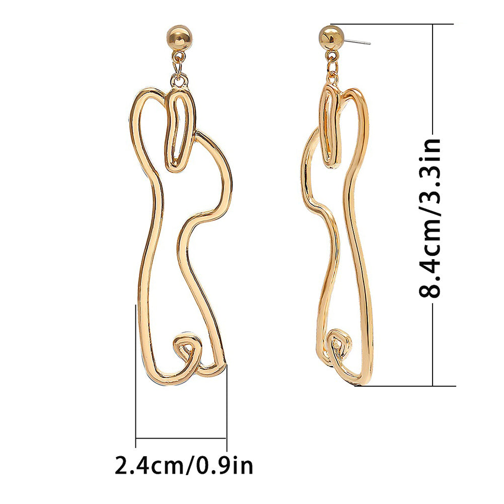 Abstract Hollow Rabbit Drop Dangle Earrings Women Party Club Charm Jewelry Gift