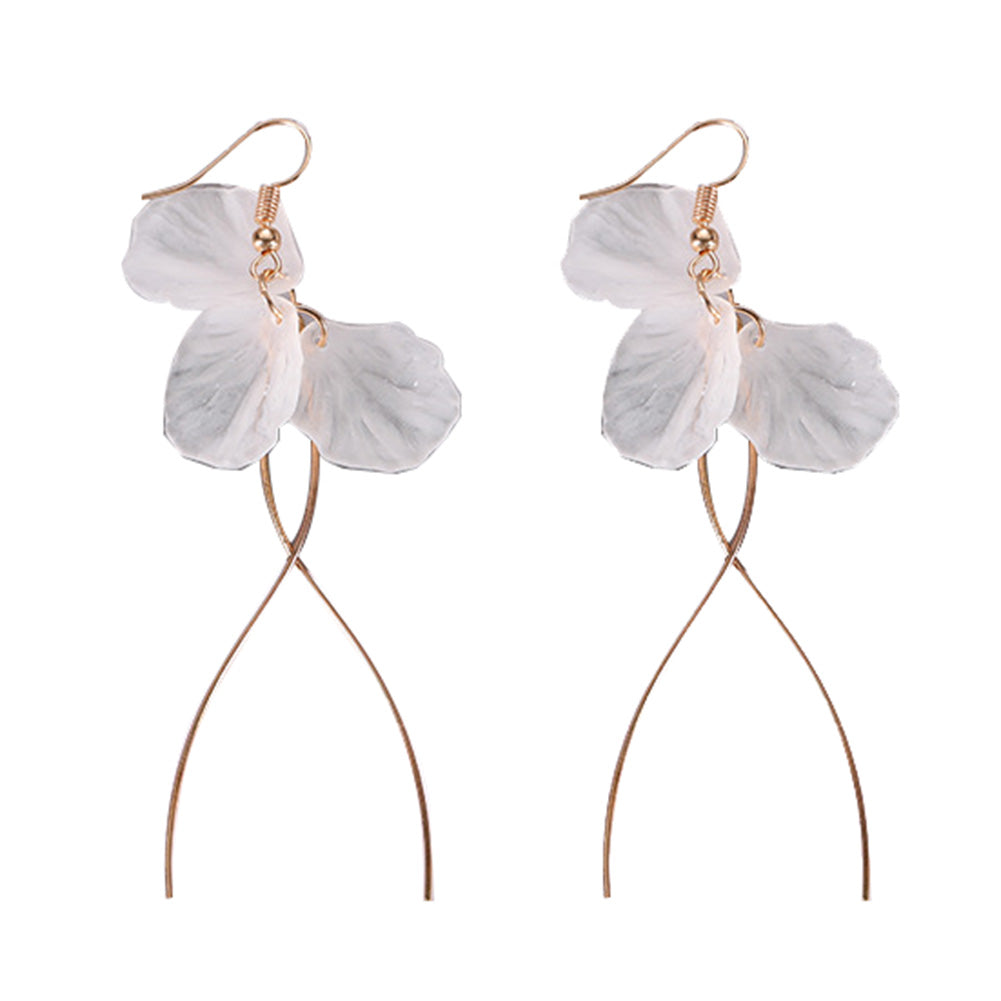 Elegant Flower Petal Hook Earrings Long Dangle Jewelry Women Birthday Gifts