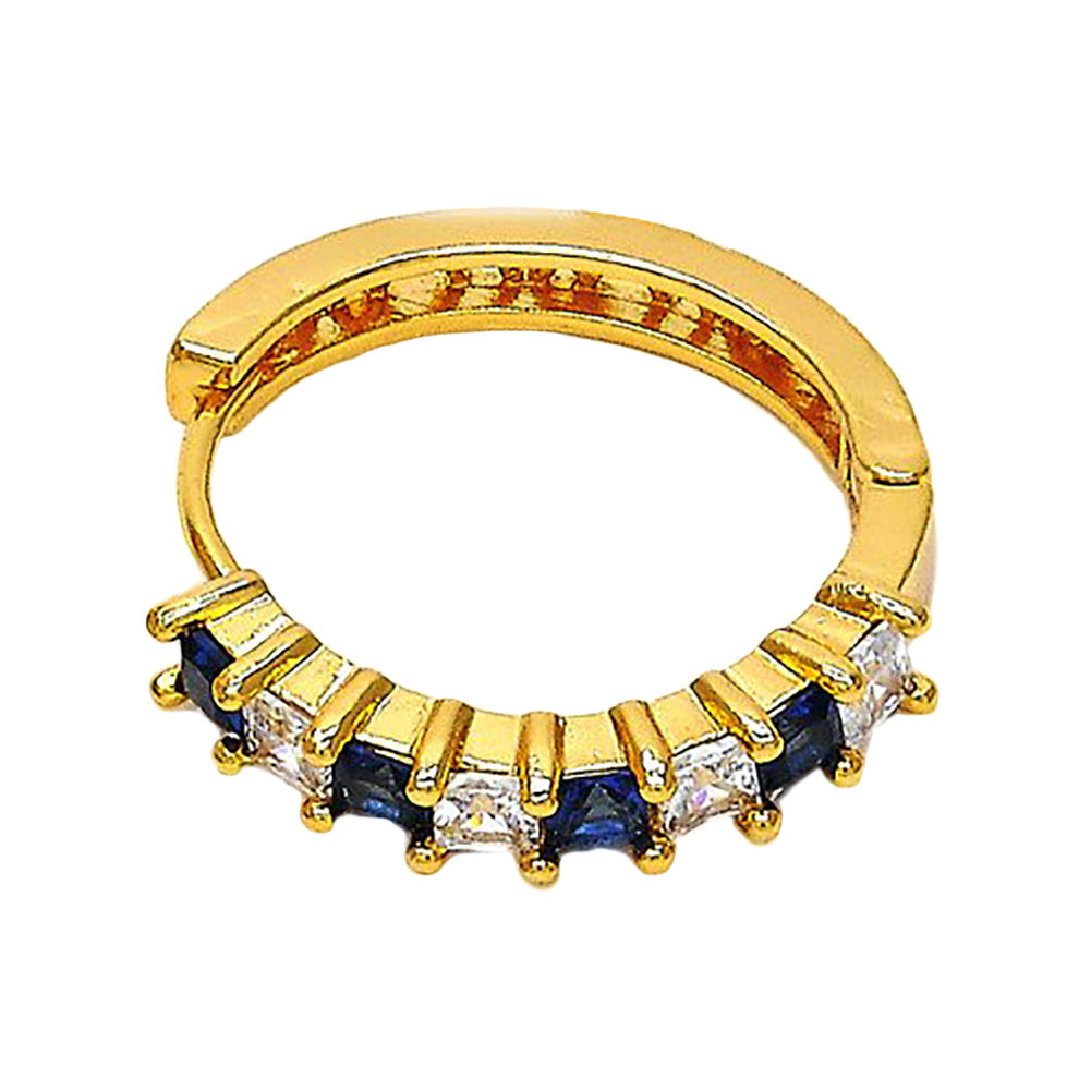 Fashion Women Square Faux Sapphire Rhinestone Huggie Earrings Women Party Jewelry