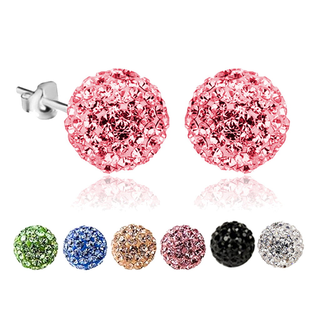 Women Fashion Rhinestone Inlaid Flower Bud Ball Ear Studs Fine Earrings Jewelry