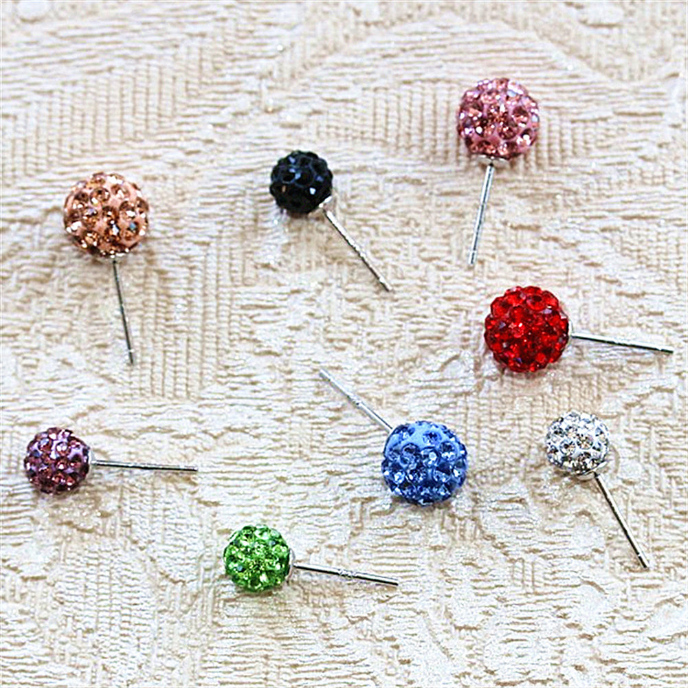 Women Fashion Rhinestone Inlaid Flower Bud Ball Ear Studs Fine Earrings Jewelry