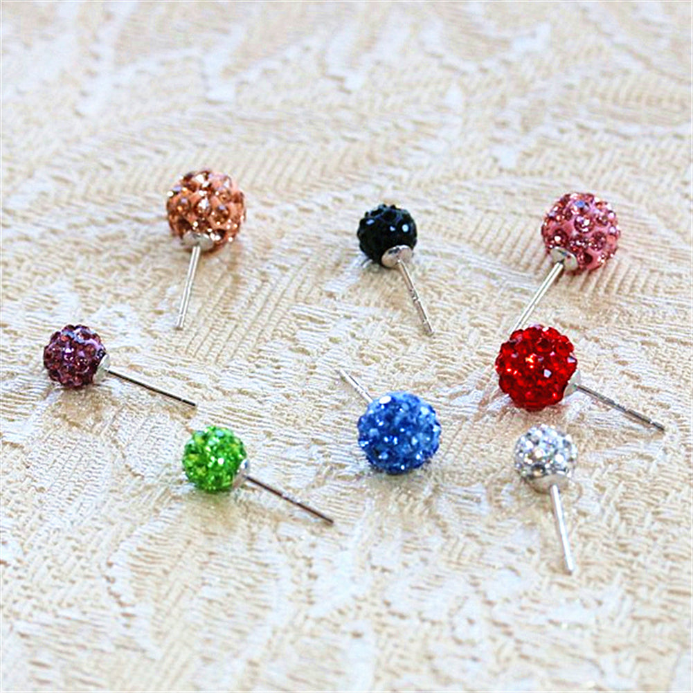 Women Fashion Rhinestone Inlaid Flower Bud Ball Ear Studs Fine Earrings Jewelry